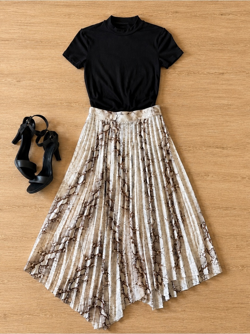 Anthropologie bishop + young Untamed Rain Python Pleated Asymmetrical Midi Skirt